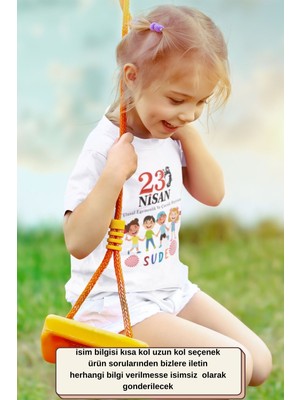 Asilcom Kişiye Özel Isimli 23 Nisan Çocuk Tişörtü – Ulusal Egemenlik ve Çocuk Bayramı Atatürk Temalı %100 Pamuk Çocuk Tişörtü