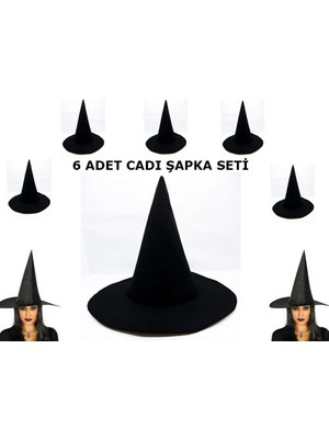 İlkyaz Fashion Siyah Cadı Şapkası Keçe Yetişkin Boy 6 Adet