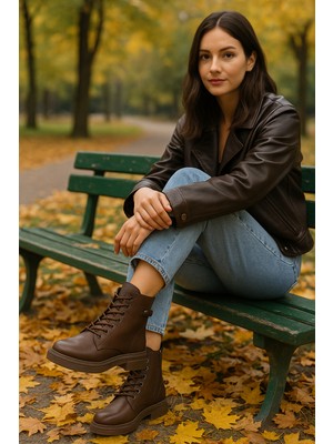 ich1one Ysalaema Kadın Bağcıklı Fermuarlı Günlük Postal Bot 001202 Cilt ICH-001202