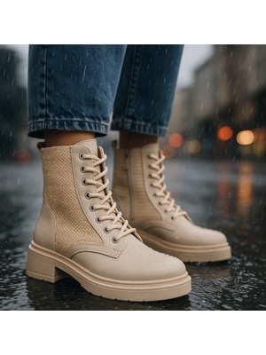 ich1one Loraliania Kadın Bağcıklı Fermuarlı Günlük Postal Bot 0012010 Cilt ICH-0012010