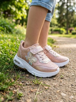 Benitto Kids  Kız Çocuk Simli Işıklı Cırtlı Günlük Rahat Taban Spor Ayakkabı BNT206