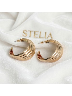 Stelia 316L Çelik Gold - Altın Renk Yarım Halka Model Kadın Küpe