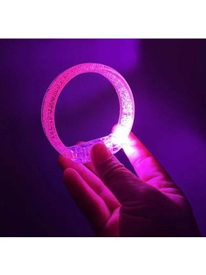 İlkyaz Fashion Pembe LED Işıklı Baskı Yapılabilen Pilli Bileklik Bilezik 1,5 cm Genişlik