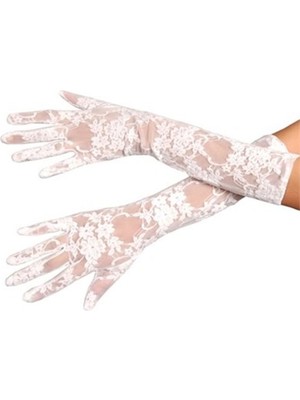 İlkyaz Fashion Beyaz Renk Orta Boy Dantelli Eldiven