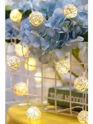 İlkyaz Fashion Hasır Toplar LED Işık 2 Metre Gün Işığı Dekor Lambası