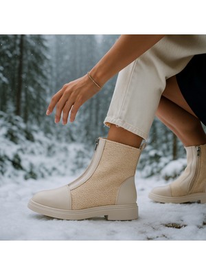 ich1one Evelxaris Kadın Önden Fermuarlı Günlük Outdoor Bot 001209 Cilt ICH-001209