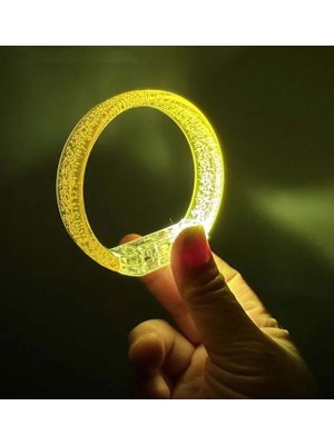 İlkyaz Fashion Sarı LED Işıklı Baskı Yapılabilen Pilli Bileklik Bilezik 1,5 cm Genişlik
