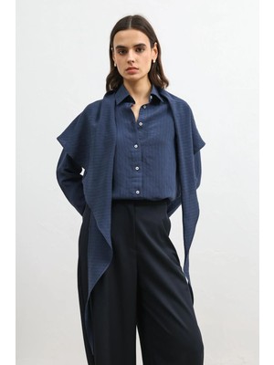 Antioch Lacivert Mendil Detaylı Kadın Gömlek