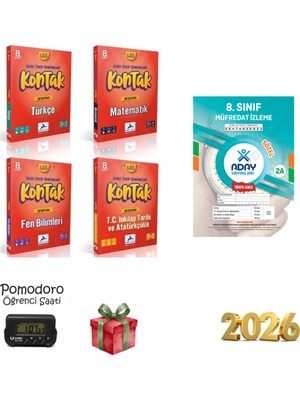 Paraf Yayınları 8. Sınıf Kontak  Türkçe- Matematik-Fen-Sosyal-4 Kitap Kronometre ve Deneme Hediye