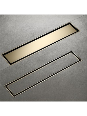 Fause Komple Çelik Seramik Uyumlu Ankastre Lineer Duş Kanalı 50 cm Mat Altın KSZ105-50-BG