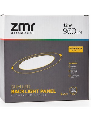 Zmr 12W Slim LED Backlight Panel Sıva Altı Gün Işığı 960 Lm