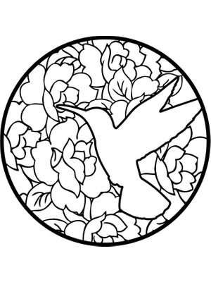 Ahşap Işleme Duvar Süsü- Kuş  - 50 cm Çap