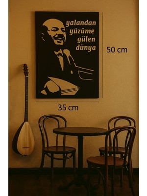 Ahşap Işleme Duvar Süsü- Neşet Ertaş Silüeti- 50 cm x 35 cm