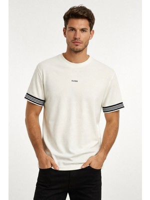 Cazador Erkek T-Shirt Dokuma Kısa Kol 44710 Ekru