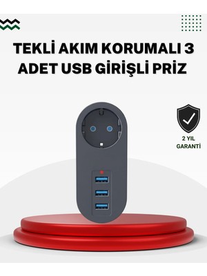 Akım Korumalı Usb’li Priz – Güçlü 2500W, Isı ve Çocuk Koruması