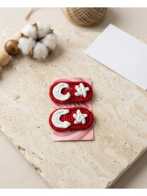 Hobilinka Ay Yıldız Detaylı El Örgüsü Bebek Tokası 2'li Çıt Çıt Toka