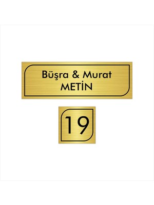 Hobishop Kapı Isimliği Kapı Numarası Gold Metal Üzeri Siyah Yazı