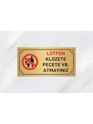 Hobishop Lütfen Klozete Peçete Atmayınız Yazılı Metal Levha