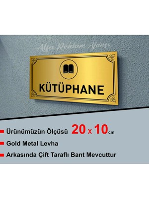 Hobishop Kütüphane Yazılı Yeni Metal Levhaa 20 x 10 cm