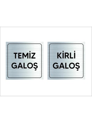 Hobishop Gümüş Rengi Metal Temiz Galoş Kirli Galoş Yazılı Levha