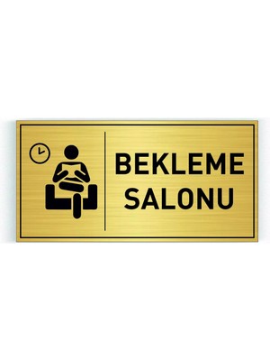 Hobishop Bekleme Salonu Yazılı Gold Metal Levha 20 x 10 cm