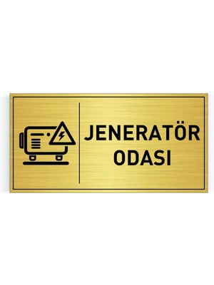 Hobishop Jenaratör Odası Yazılı Gold Metal Levha 20 x 10 cm