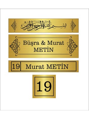 Hobishop 4 Lü Set Kapı Isimliği Gold Metal Üzeri Baskı