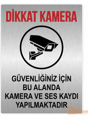 Hobishop Dikkat Kamera ve Ses Kaydı Yapılmaktadır Uyarı Levhası 15X20CM Metal
