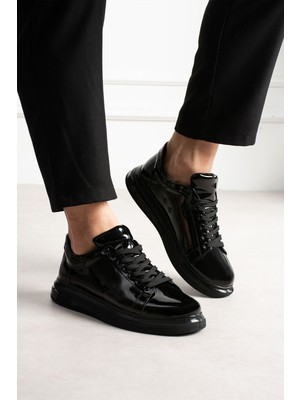Zerenyus ZRC2457 - Premium Günlük Erkek Casual Sneaker Siyah Rugan