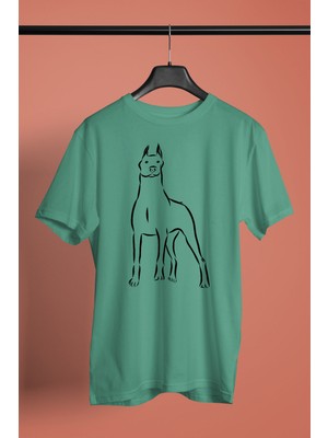 Darkhane Doberman Asaleti - Köpek Baskılı Unisex Su Yeşili Tişört - T-Shirt UT001