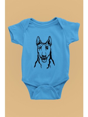 Darkhane Bull Teriyer Portre - Köpek Baskılı Unisex Turkuaz Bebek Body - Zıbın BB003