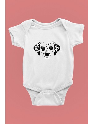 Darkhane Damalı Dalmaçyalı - Köpek Baskılı Unisex Beyaz Bebek Body - Zıbın BB007
