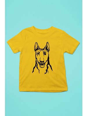 Darkhane Bull Teriyer Portre - Köpek Baskılı Unisex Sarı Çocuk Tişört - T-Shirt CT004