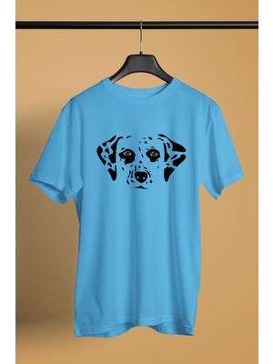 Darkhane Damalı Dalmaçyalı - Köpek Baskılı Unisex Turkuaz Tişört - T-Shirt UT003