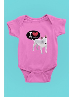 Darkhane Bull Teriyerimi Seviyorum - Köpek Baskılı Unisex Pembe Bebek Body - Zıbın BB002