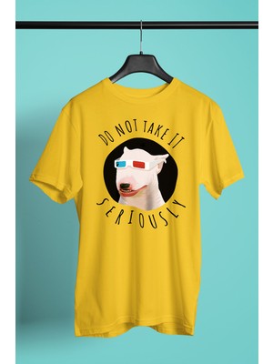 Darkhane Ciddiye Alma Bull Teriyer - Köpek Baskılı Unisex Sarı Tişört - T-Shirt UT004