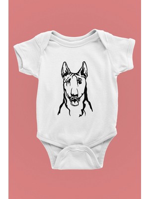 Darkhane Bull Teriyer Portre - Köpek Baskılı Unisex Beyaz Bebek Body - Zıbın BB007