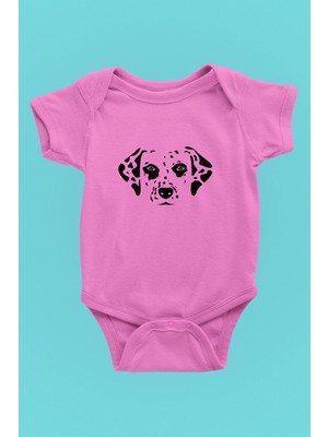 Darkhane Damalı Dalmaçyalı - Köpek Baskılı Unisex Pembe Bebek Body - Zıbın BB002
