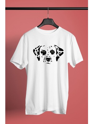 Darkhane Damalı Dalmaçyalı - Köpek Baskılı Unisex Beyaz Tişört - T-Shirt UT007