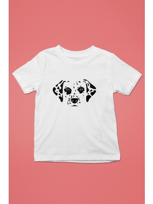 Darkhane Damalı Dalmaçyalı - Köpek Baskılı Unisex Beyaz Çocuk Tişört - T-Shirt CT007