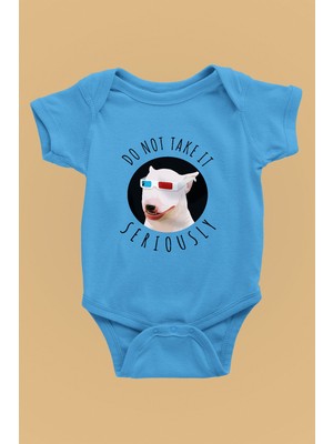 Darkhane Ciddiye Alma Bull Teriyer - Köpek Baskılı Unisex Turkuaz Bebek Body - Zıbın BB003