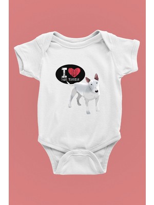 Darkhane Bull Teriyerimi Seviyorum - Köpek Baskılı Unisex Beyaz Bebek Body - Zıbın BB007