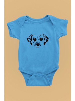 Darkhane Damalı Dalmaçyalı - Köpek Baskılı Unisex Turkuaz Bebek Body - Zıbın BB003