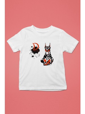 Darkhane Doberman - Köpek Baskılı Unisex Beyaz Çocuk Tişört - T-Shirt CT007