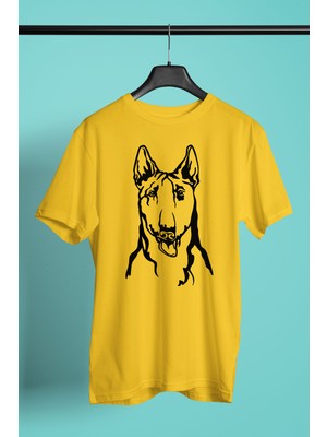 Darkhane Bull Teriyer Portre - Köpek Baskılı Unisex Sarı Tişört - T-Shirt UT004