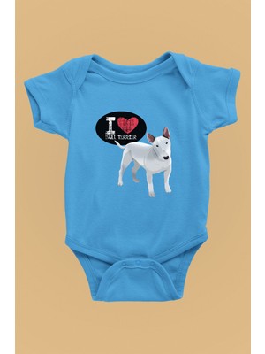 Darkhane Bull Teriyerimi Seviyorum - Köpek Baskılı Unisex Turkuaz Bebek Body - Zıbın BB003