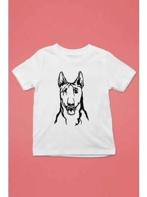 Darkhane Bull Teriyer Portre - Köpek Baskılı Unisex Beyaz Çocuk Tişört - T-Shirt CT007