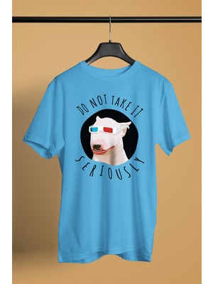 Darkhane Ciddiye Alma Bull Teriyer - Köpek Baskılı Unisex Turkuaz Tişört - T-Shirt UT003