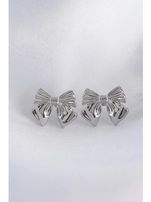 Eco Lounge Pirinç Gümüş Renk Fiyonk Küpe