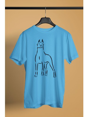 Darkhane Doberman Asaleti - Köpek Baskılı Unisex Turkuaz Tişört - T-Shirt UT003